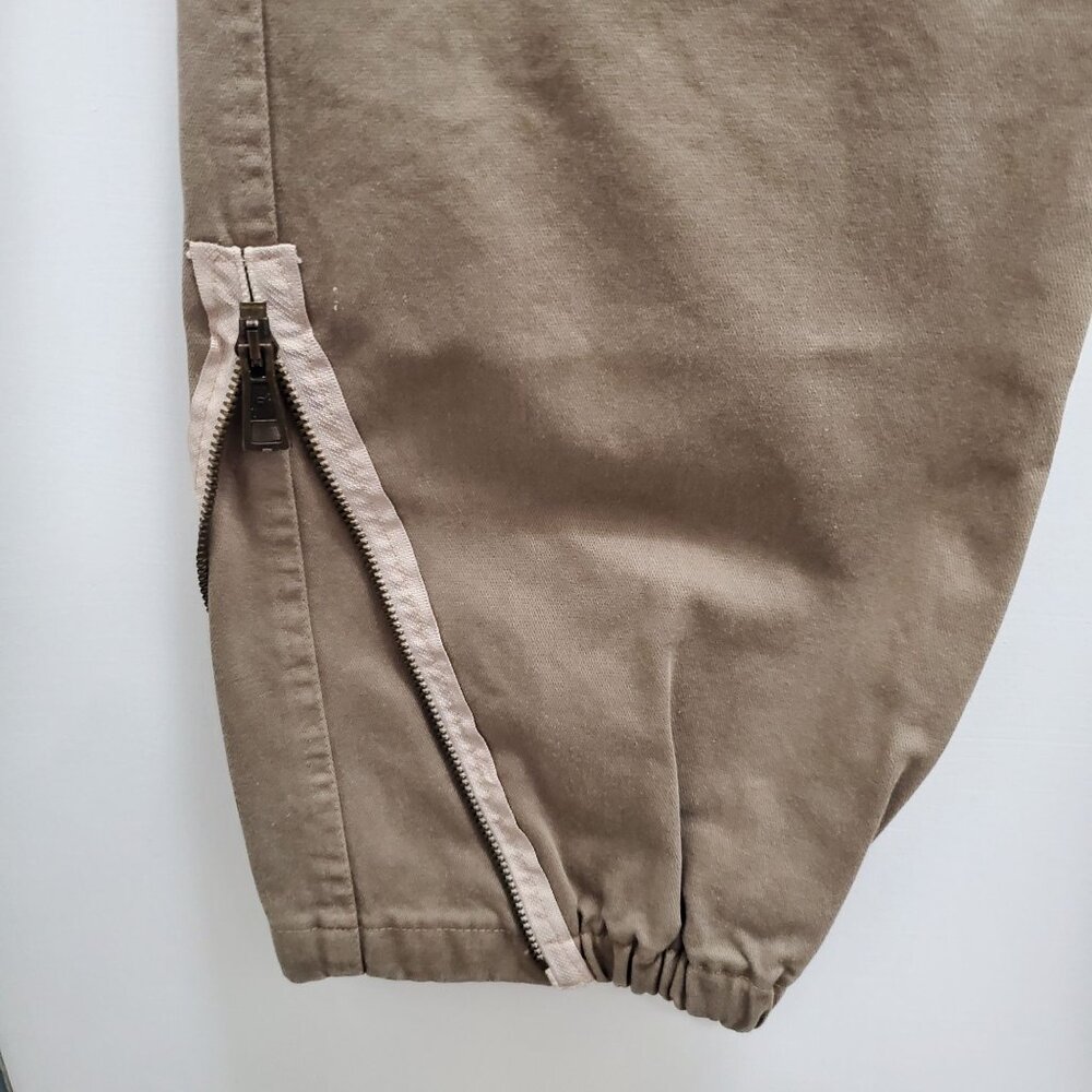 Gabiz Paris Vintage Beige Khaki Dystopian Industrial Button Fly Zip Ankle Pant 1 - Picture 7 of 11